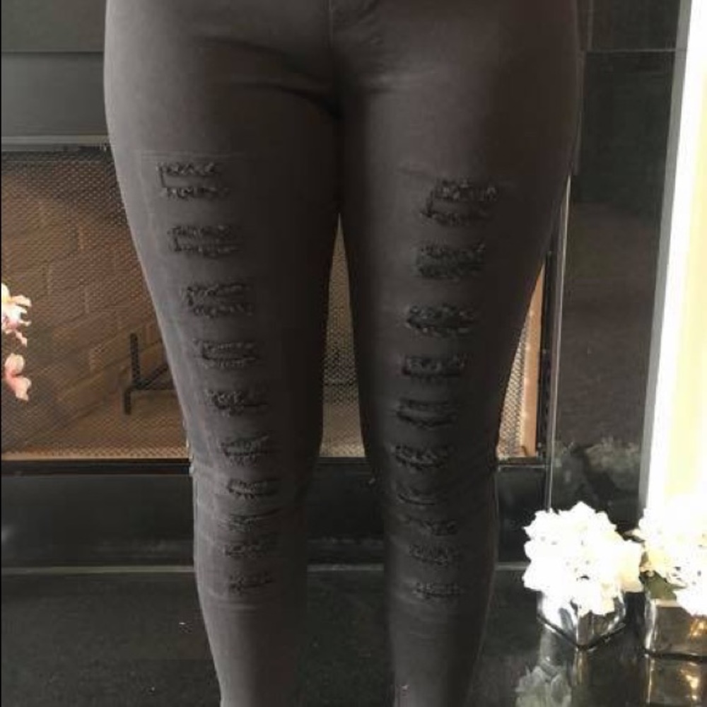 Black destroyed jeggings